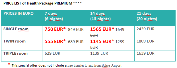 Package PREMIUM Price List